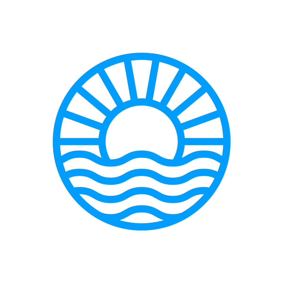 Outline Sun Ocean Waves Icon